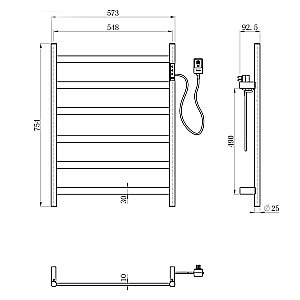 Полотенцесушитель электрический WONZON & WOGHAND ESSEN, Черный матовый (WW-A405-MB) купить в интернет-магазине сантехники Sanbest