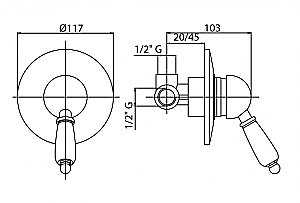 Смеситель для душа Cezares APHRODITE-DIM2-02-Bi бронза купить в интернет-магазине сантехники Sanbest