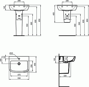 Раковина на полупьедестале Ideal Standard Tempo-IS T056501 купить в интернет-магазине Sanbest