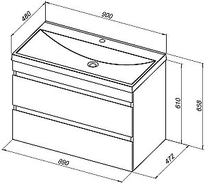 Тумба с раковиной Aquanet Нота New 334199 90 дуб светлый для ванной в интернет-магазине Sanbest