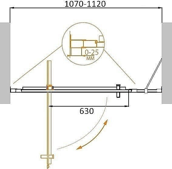 Душевая дверь Cezares MOLVENO BA-11-90+20 прозрачный 110x190 купить в интернет-магазине Sanbest
