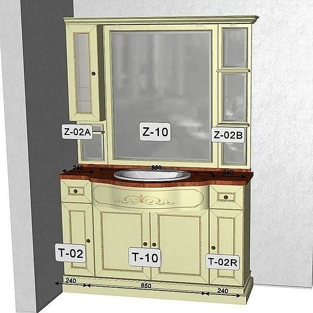 Комплект мебели для ванной Caprigo Spazio композиция 3 для ванной в интернет-магазине Sanbest