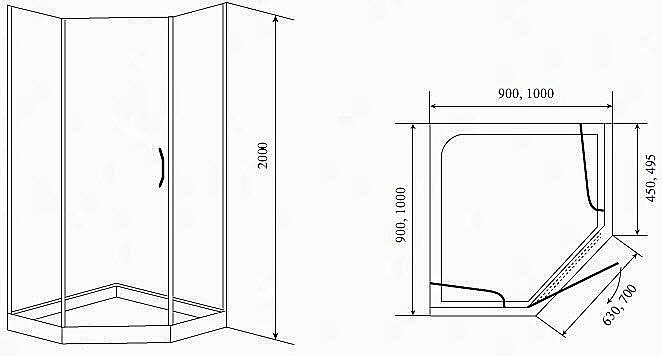 Душевой уголок TIMO BY-839 80x80 стекло прозрачное купить в интернет-магазине Sanbest