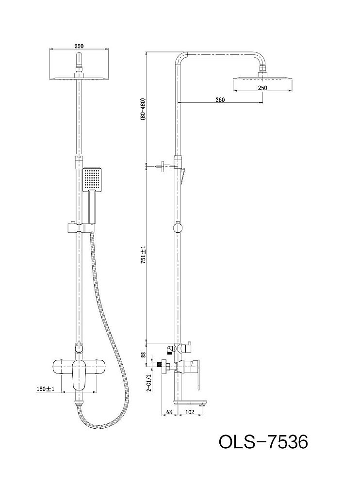 Душевая система Orans Комфорт OLS-7536 купить в интернет-магазине сантехники Sanbest