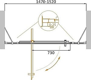 Душевая дверь Cezares MOLVENO BA-12-100+50 прозрачный 150x190 купить в интернет-магазине Sanbest
