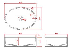 Раковина накладная Armadi Art Canale 878-B глянец чёрный купить в интернет-магазине Sanbest