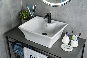 Раковина накладная Gid Geometrico 49 N9108 51121 белая купить в интернет-магазине Sanbest