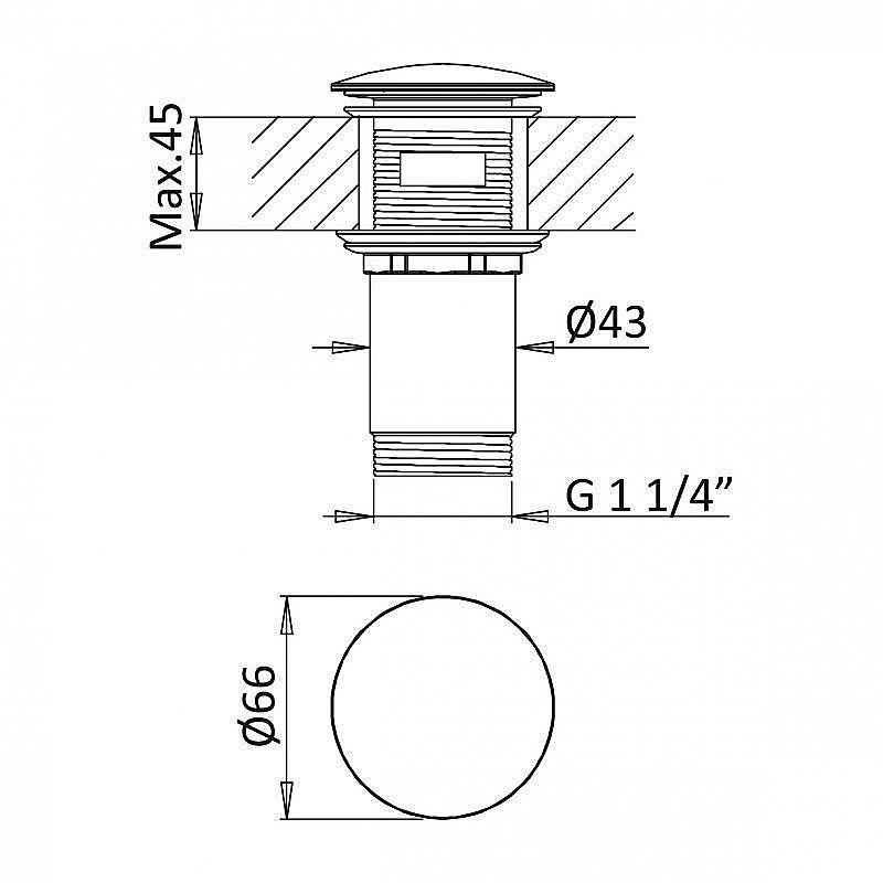 Донный клапан Cezares CZR-B-SOC-NOP купить в интернет-магазине сантехники Sanbest