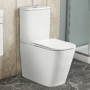 Унитаз напольный Azario Esconda AZ-1255A белый, безободковый, с бачком, с крышкой микролифт, слив торнадо купить в интернет-магазине Sanbest