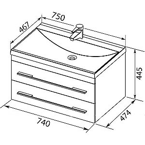Тумба с раковиной Aquanet Верона 75 New черная матовая для ванной в интернет-магазине Sanbest