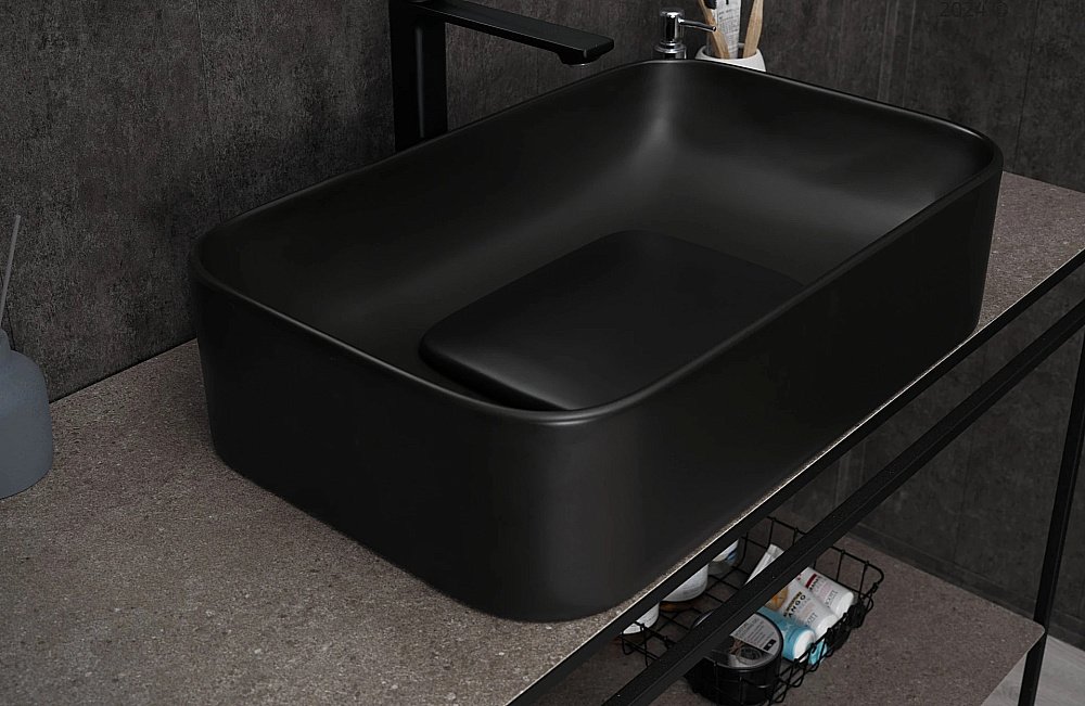 Раковина накладная Gid Geometrico 61 Bm9598 53365 черная матовая купить в интернет-магазине Sanbest