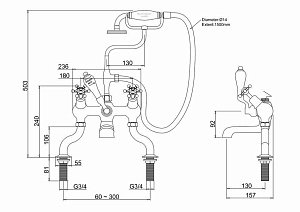 Смеситель для ванны Burlington BI19-QT BLA хром/ручки черные купить в интернет-магазине сантехники Sanbest