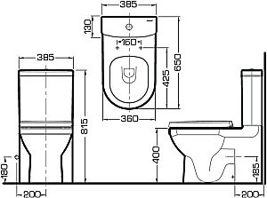 Унитаз-компакт Bravat RAEL CX01016UW с бачком, с крышкой микролифт купить в интернет-магазине Sanbest