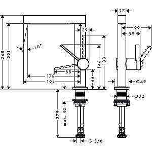 Смеситель для раковины Hansgrohe Finoris 76060670 черный матовый купить в интернет-магазине сантехники Sanbest