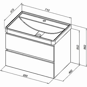 Тумба с раковиной Aquanet Вега 70 329584 бежевая для ванной в интернет-магазине Sanbest