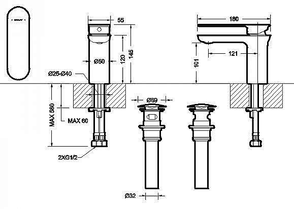 Смеситель для раковины Bravat GINA F165104C-ENG купить в интернет-магазине сантехники Sanbest