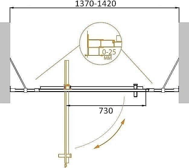 Душевая дверь Cezares MOLVENO BA-12-100+40 прозрачный 140x190 купить в интернет-магазине Sanbest