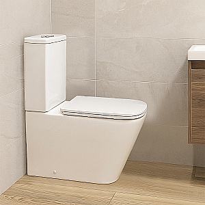 Унитаз напольный Azario Etereo AZ-8203 белый, безободковый, с бачком, с крышкой микролифт, слив торнадо купить в интернет-магазине Sanbest