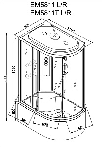 Душевая кабина AvaCan EM Серия EM5811 110х80 стандартная купить в интернет-магазине Sanbest