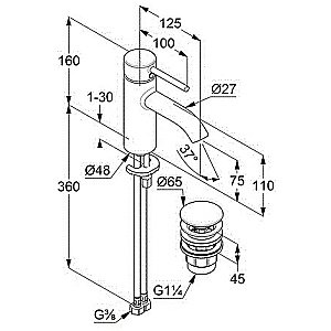 Смеситель для раковины Kludi Bozz 38266N076 золото брашированное купить в интернет-магазине сантехники Sanbest