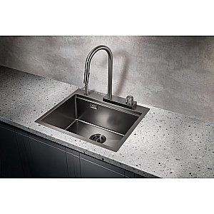 Мойка кухонная Milacio Denia 57 Steel MC.77409 вороненая сталь купить в интернет-магазине сантехники Sanbest