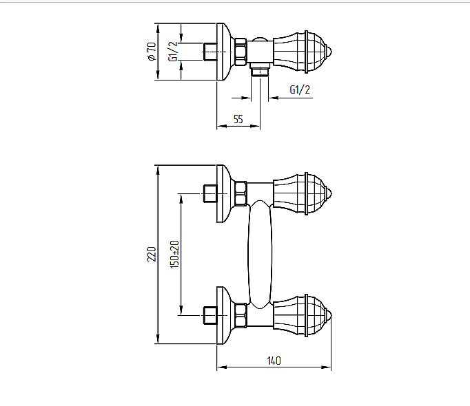 Смеситель для душа Prestige Crystal 28007 купить в интернет-магазине сантехники Sanbest