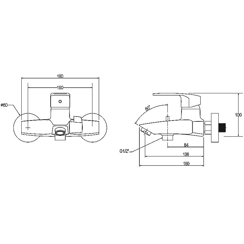 Смеситель для ванны Kaiser Guss 68022 купить в интернет-магазине сантехники Sanbest