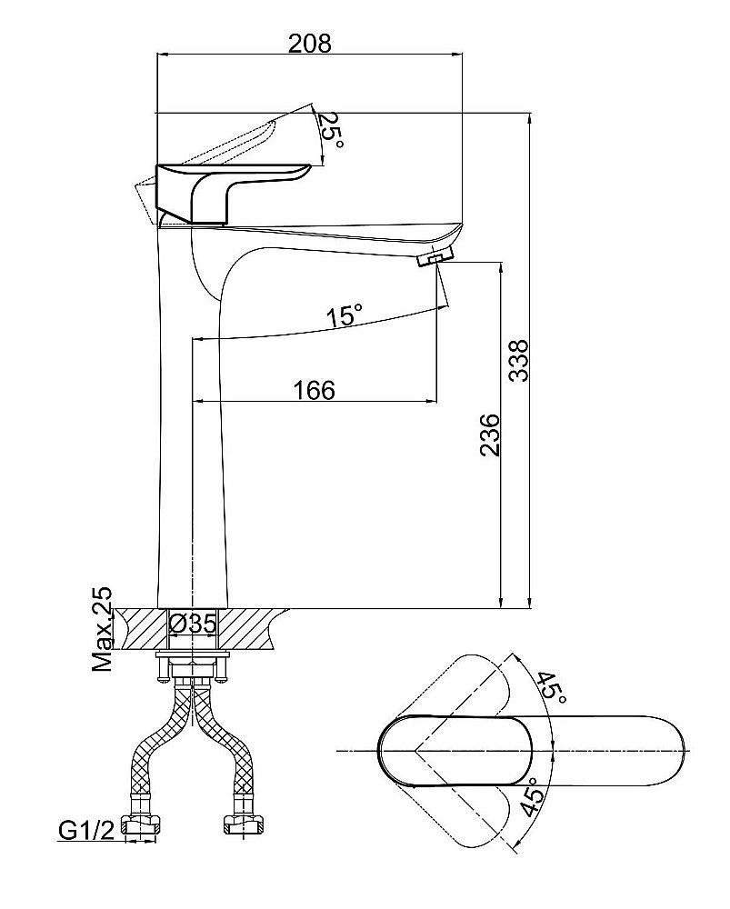 Смеситель для раковины D&K Venice Baciano DA1032001 купить в интернет-магазине сантехники Sanbest