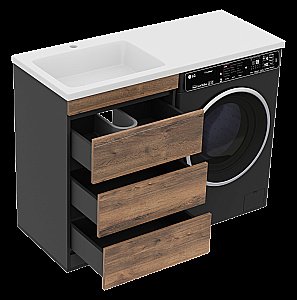 Тумба с раковиной Misty Коломбо - 60 П-Кол06060-0113Я (Раковина Эстет Даллас 120) темное дерево/серый для ванной в интернет-магазине Sanbest