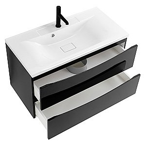 Тумба с раковиной Belbagno MARINO 100 подвесная Nero Lucido для ванной в интернет-магазине Sanbest