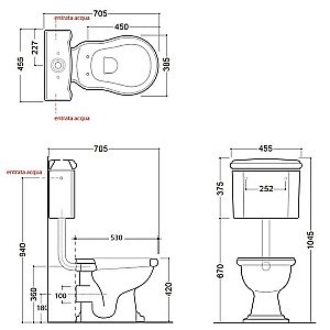 Унитаз напольный Kerasan Retro 1011 с низким бачком 1082 Белый/золото купить в интернет-магазине Sanbest