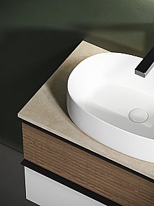 Тумба с раковиной Sancos DELTA 80 со столешницей, дуб светлый/белая для ванной в интернет-магазине Sanbest