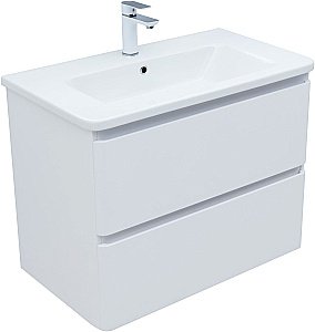 Тумба с раковиной Aquanet Эмбер 330467 80 белый матовый для ванной в интернет-магазине Sanbest