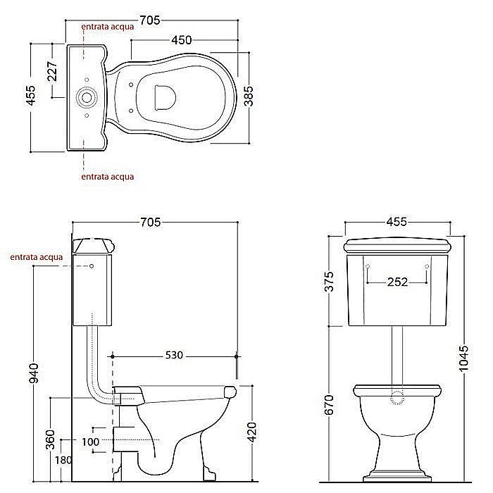 Унитаз напольный Kerasan Retro 1011 с низким бачком 1082 Белый/золото купить в интернет-магазине Sanbest