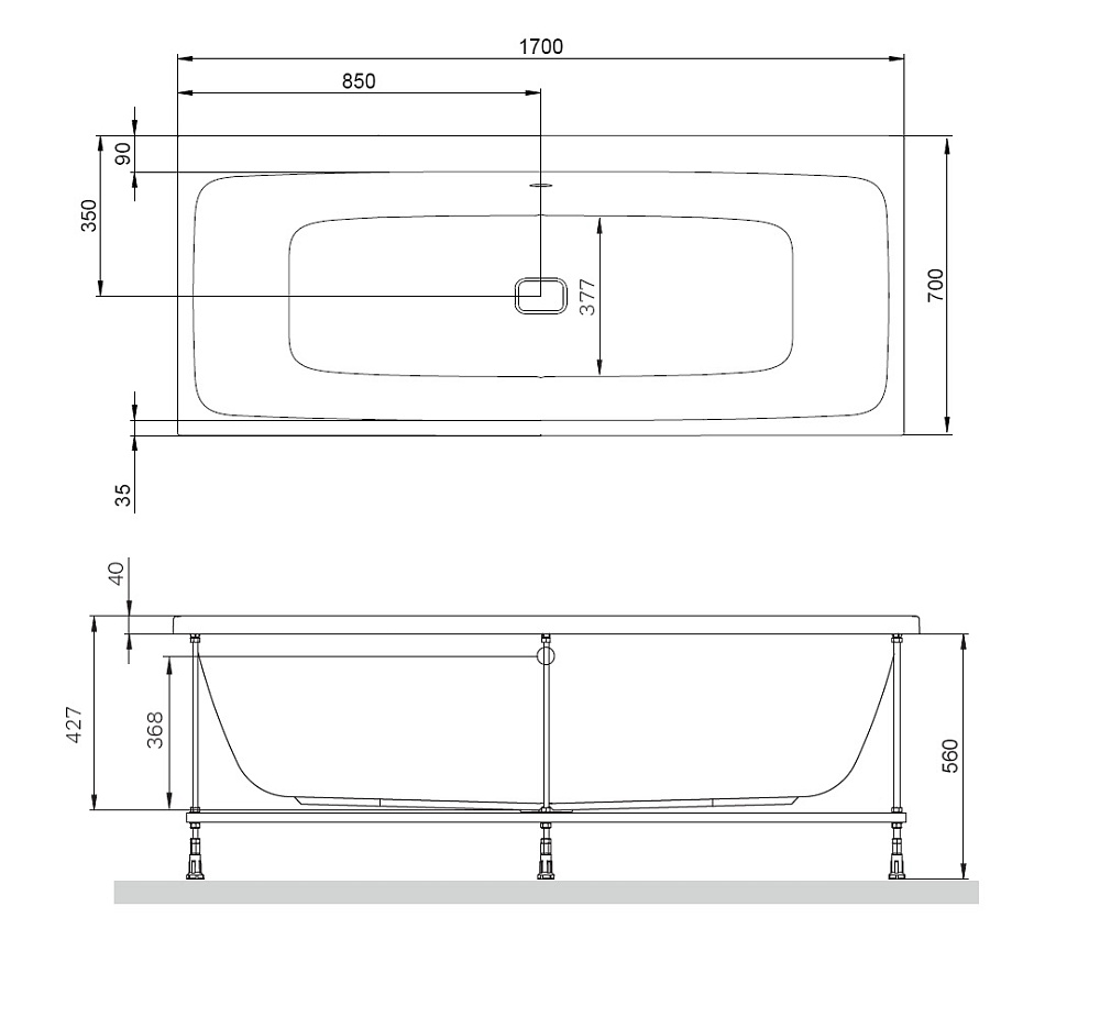 Ванна акриловая AM.PM Func W84A-170-070W-A 170x70 купить в интернет-магазине Sanbest