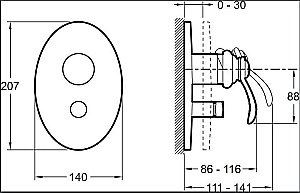 Встраиваемый смеситель для душа Jacob Delafon MODULO E98722-CP купить в интернет-магазине сантехники Sanbest