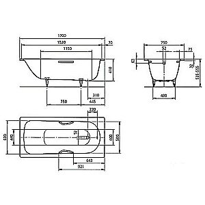 Ванна стальная Kaldewei Saniform Plus Star 336 170x75 133600013001 Easy-clean белый купить в интернет-магазине Sanbest