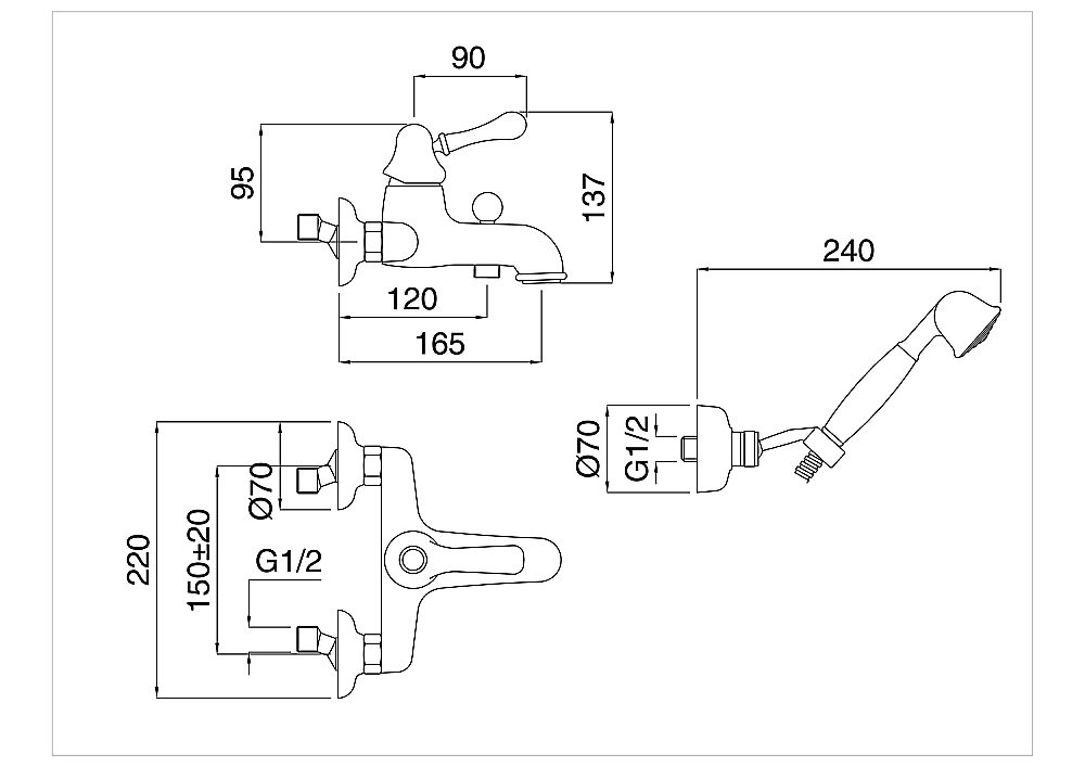 Смеситель для ванны Bugnatese Maya 8902 купить в интернет-магазине сантехники Sanbest