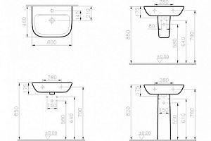 Раковина Vitra S20 60 с пьедесталом купить в интернет-магазине Sanbest