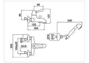 Смеситель для ванны Bugnatese Maya 8902 купить в интернет-магазине сантехники Sanbest