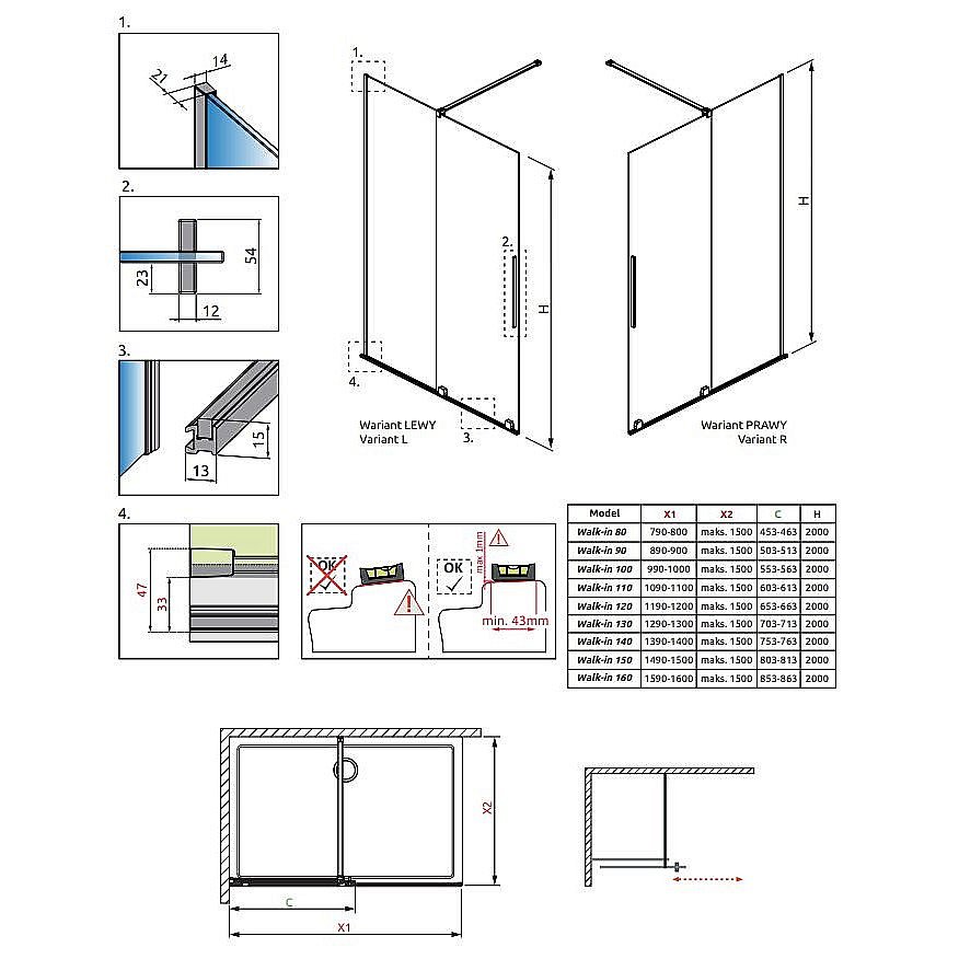 Душевое ограждение Radaway Furo Brushed GunMetal Walk-in 150 10106788-92-01 стекло прозрачное/профиль брашированная оружейная сталь купить в интернет-магазине Sanbest