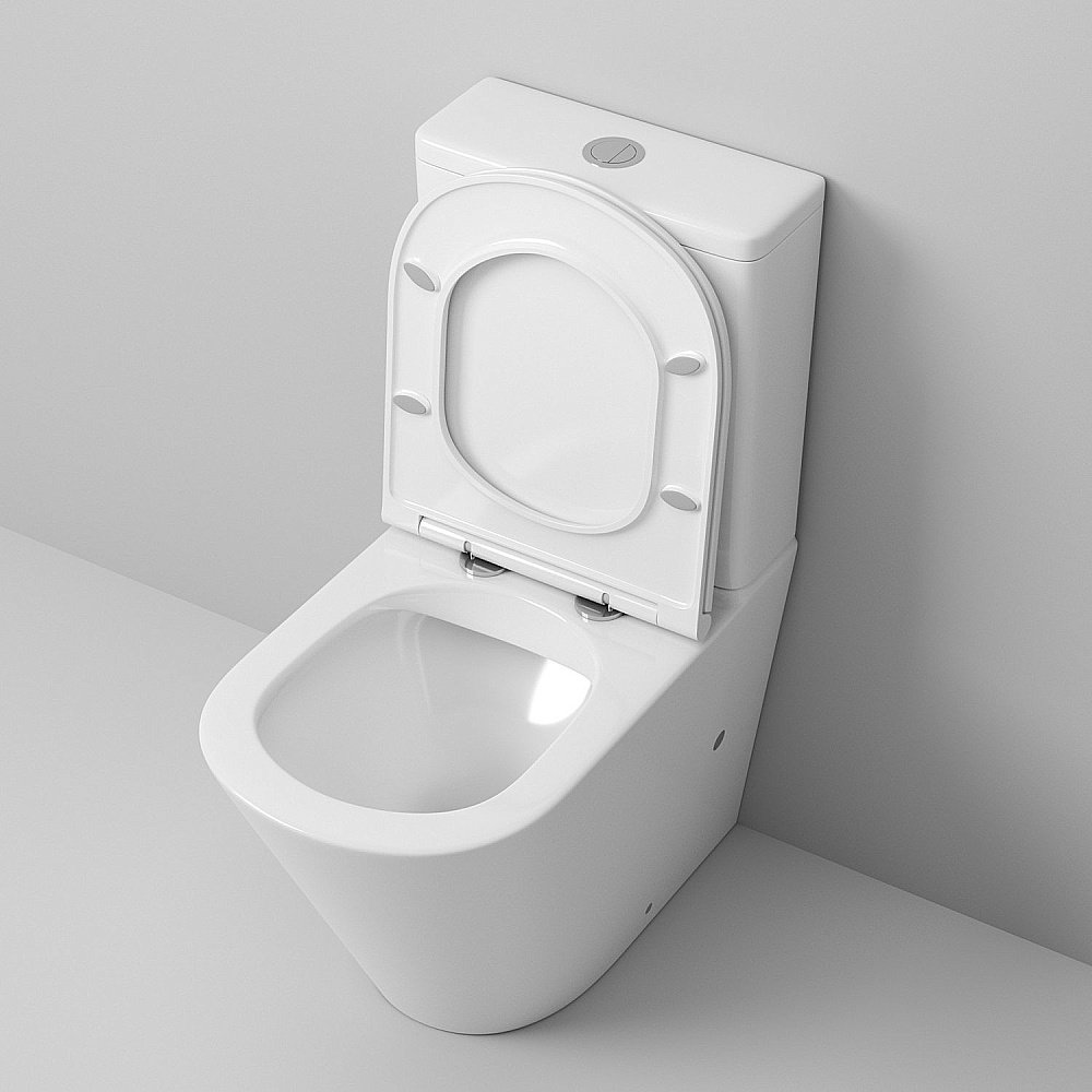 Унитаз напольный GROSSMAN GR-4450S безободковый, с бачком, с крышкой микролифт, белый глянцевый купить в интернет-магазине Sanbest