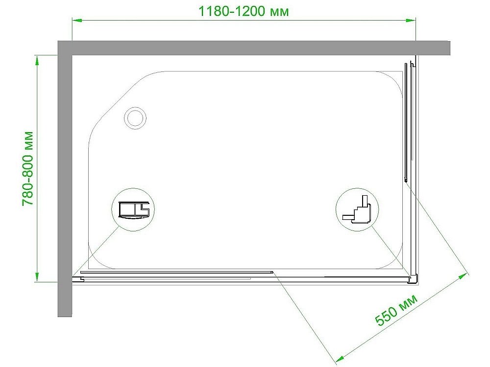 Душевой уголок Royal Bath RB8120HPD-T-BL 120х80 прозрачный купить в интернет-магазине Sanbest