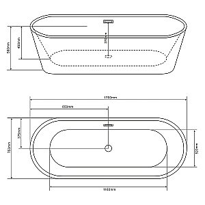 Ванна акриловая Loranto CS-03mB CS-03mB-170 170х75 черная купить в интернет-магазине Sanbest