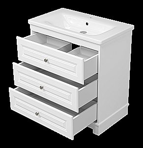 Тумба с раковиной Misty Ларго - 80 П-Лар-07080-01-3Я белая матовая для ванной в интернет-магазине Sanbest