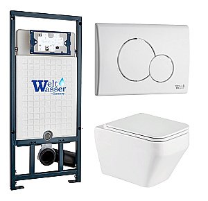 Унитаз с инсталляцией WeltWasser MARBERG 507 + HOFBACH 041 GL-WT + MAR 507 RD GL-WT купить в интернет-магазине Sanbest
