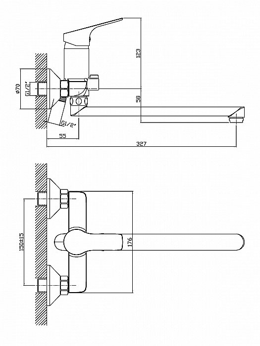 Смеситель для ванны Orange Dia M45-211cr купить в интернет-магазине сантехники Sanbest