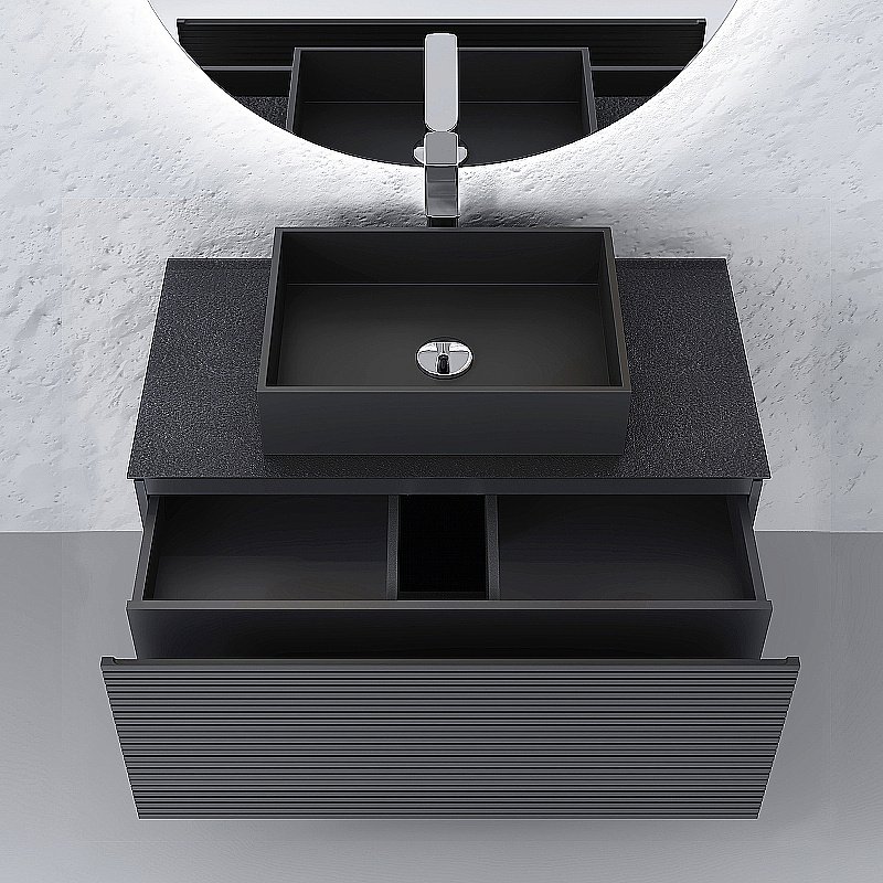 Тумба с раковиной Jorno Stone 100 антрацит для ванной в интернет-магазине Sanbest
