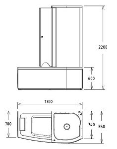 Ванна акриловая Gemy G8040 C 170x85 купить в интернет-магазине Sanbest