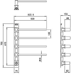 Полотенцесушитель электрический встраиваемый WONZON & WOGHAND MÜNCHEN, Темный графит (WW-A354-GM) купить в интернет-магазине сантехники Sanbest